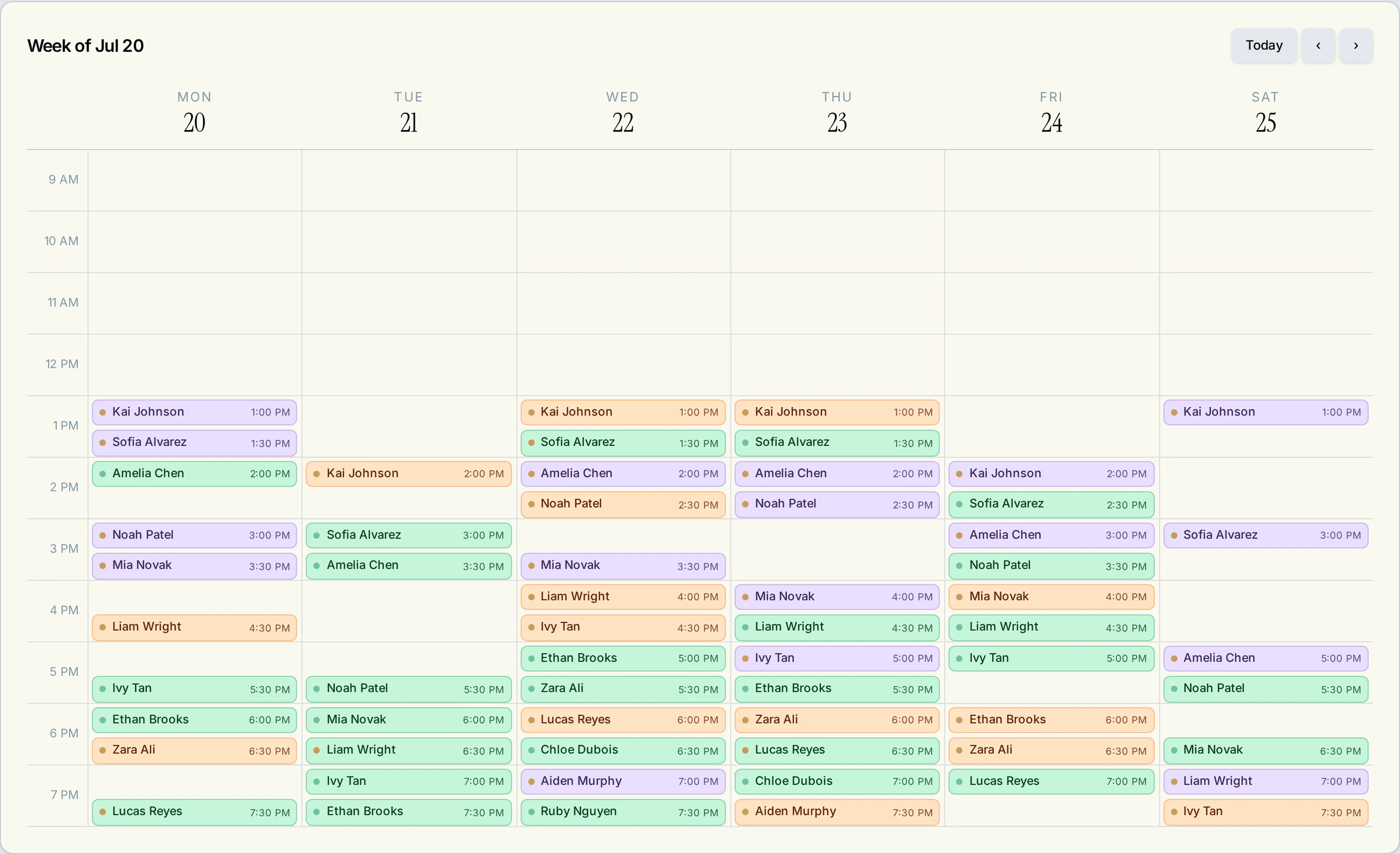 Cadenza staff portal showing today's schedule and client notes